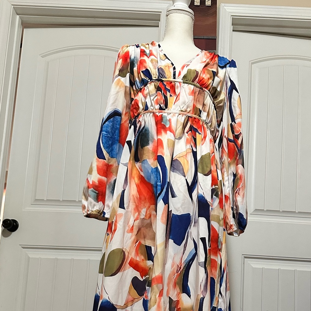Free flowing floral maxi dress size large, no stretch - Picture 2 of 12